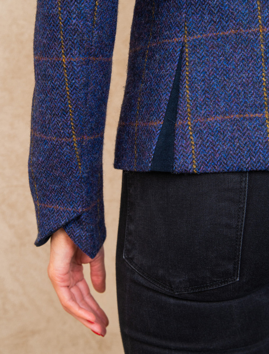 Sasha Tweed Blazer – Prussian Purple Check 