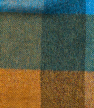 Narrow Lambswool Checked Scarf - Mustard Blue &amp; Orange 