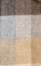 Narrow Lambswool Checked Scarf - Beige Brown &amp; Grey Plaid 