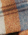Narrow Lambswool Checked Scarf - Blue Grey &amp; Rust 