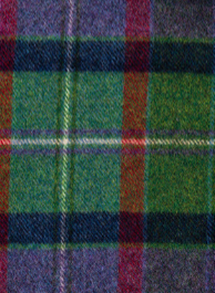 Narrow Lambswool Checked Scarf - Purple Green &amp; Navy 