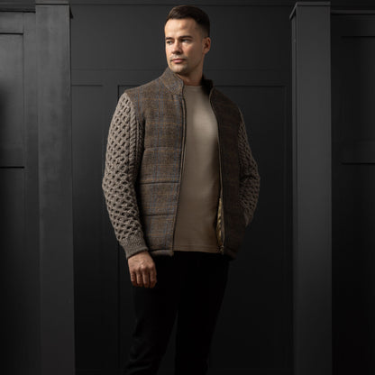 Shackleton Horse Brown Tweed Jacket With Cable Knit Sleeve