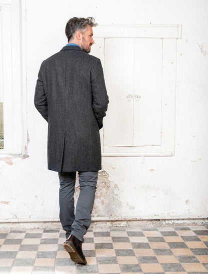 Owen Tweed Coat - Grey Herringbone 