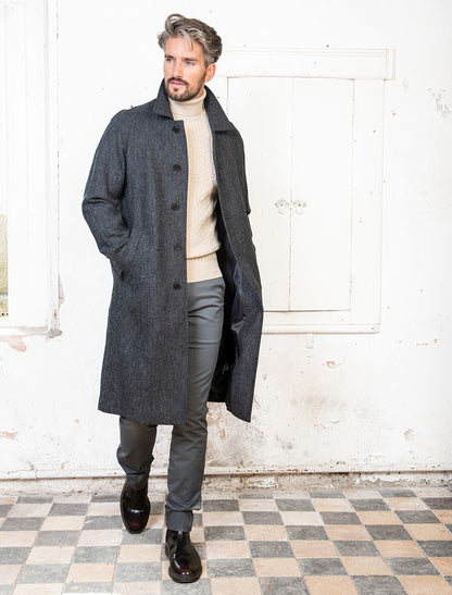 Sean Tweed Herringbone Coat - Grey Herringbone - 