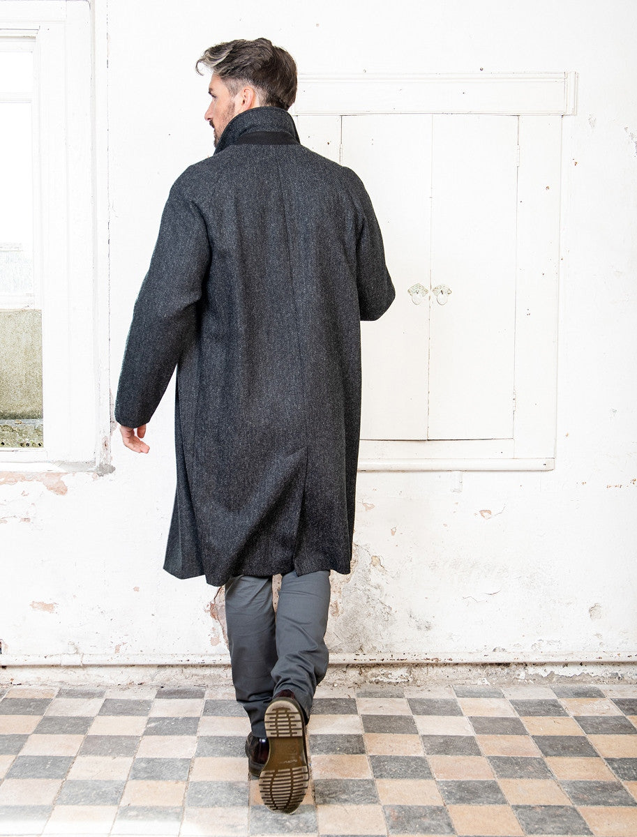 Sean Tweed Herringbone Coat - Grey Herringbone - 