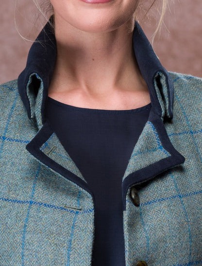 Sinead Tweed Coat - Light Teal Check 