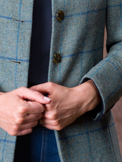 Sinead Tweed Coat - Light Teal Check 