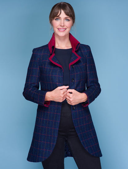 Sinead Tweed Coat - Light Teal Check 