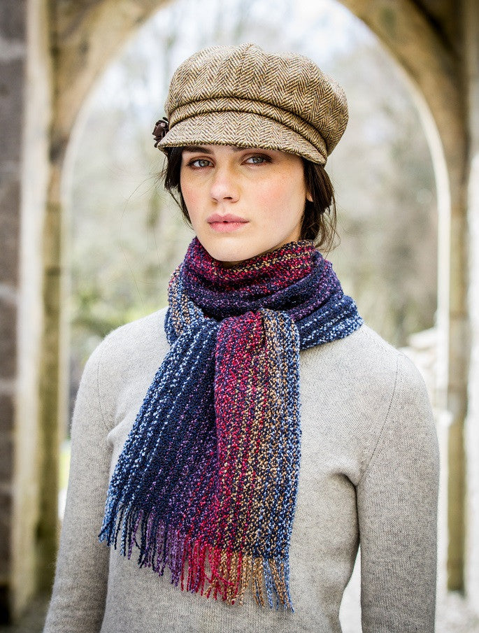 Wool Cashmere Skellig Scarf - Multi Blue &amp; Purple