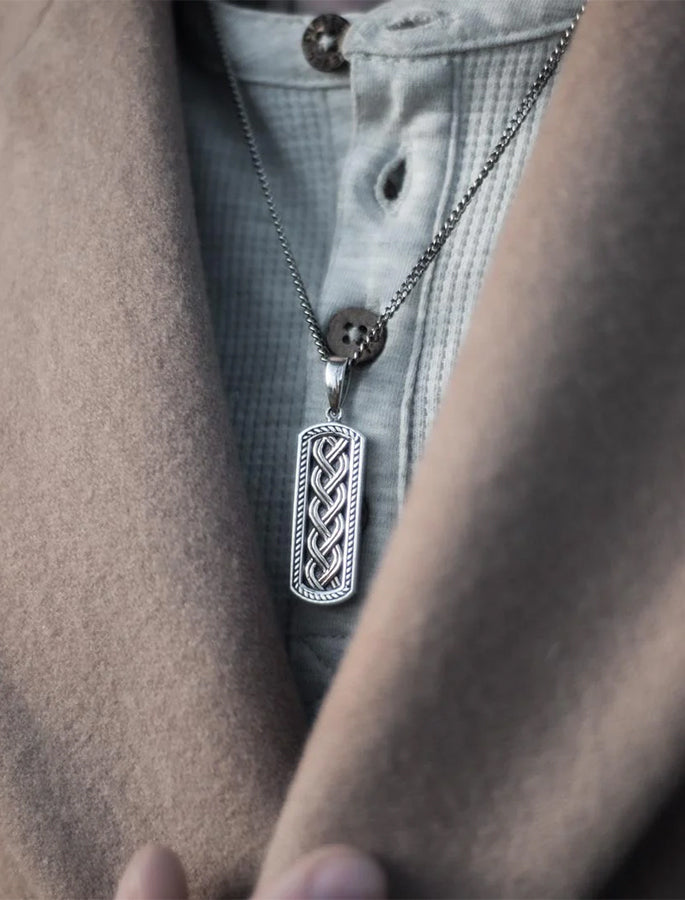 Silver Oxidised Celtic Ingot Pendant