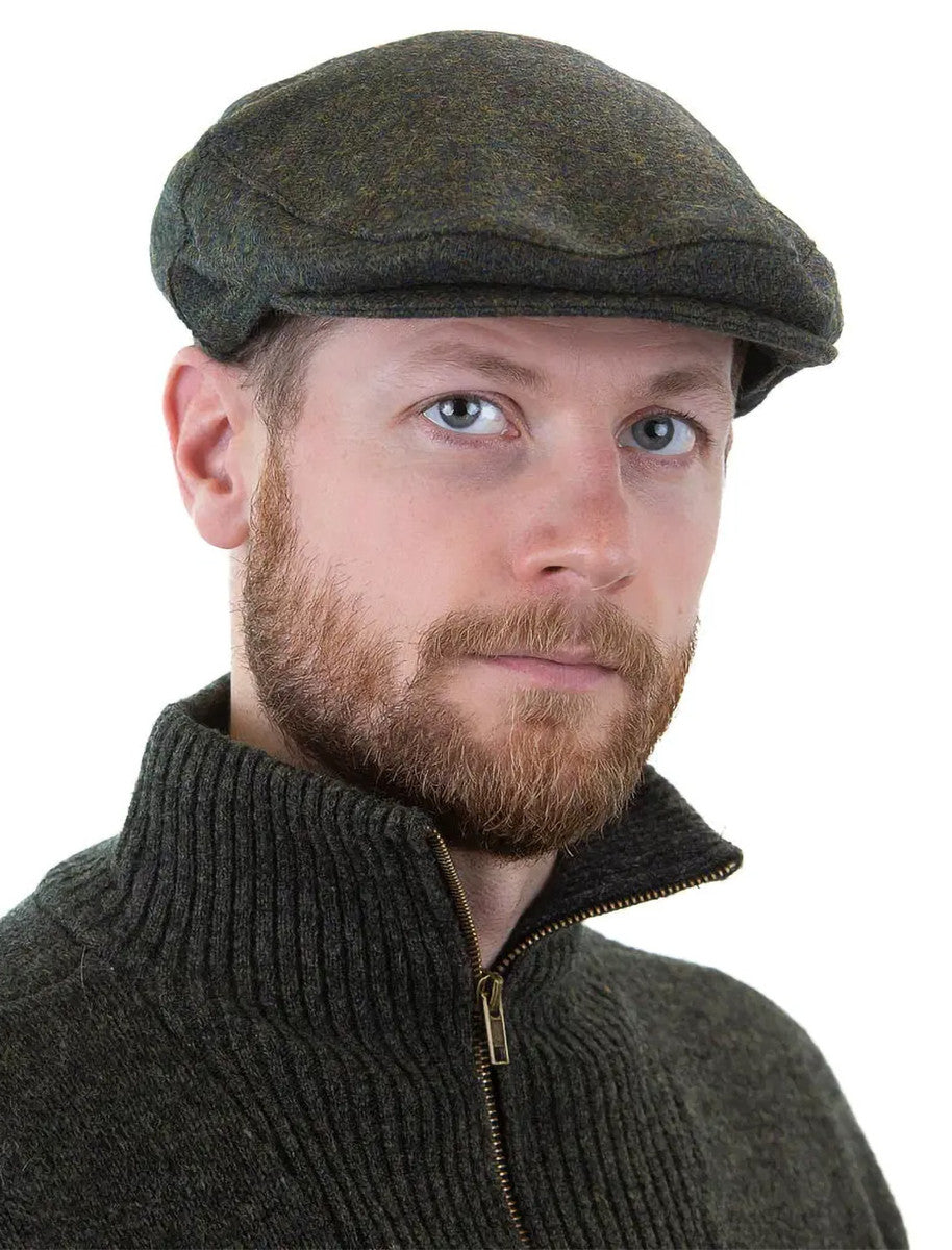 Irish Tweed Flat Cap - Dark Green 