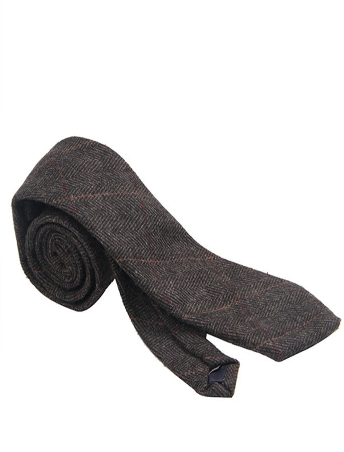 Tweed Neck Tie- Dark Grey Herringbone 