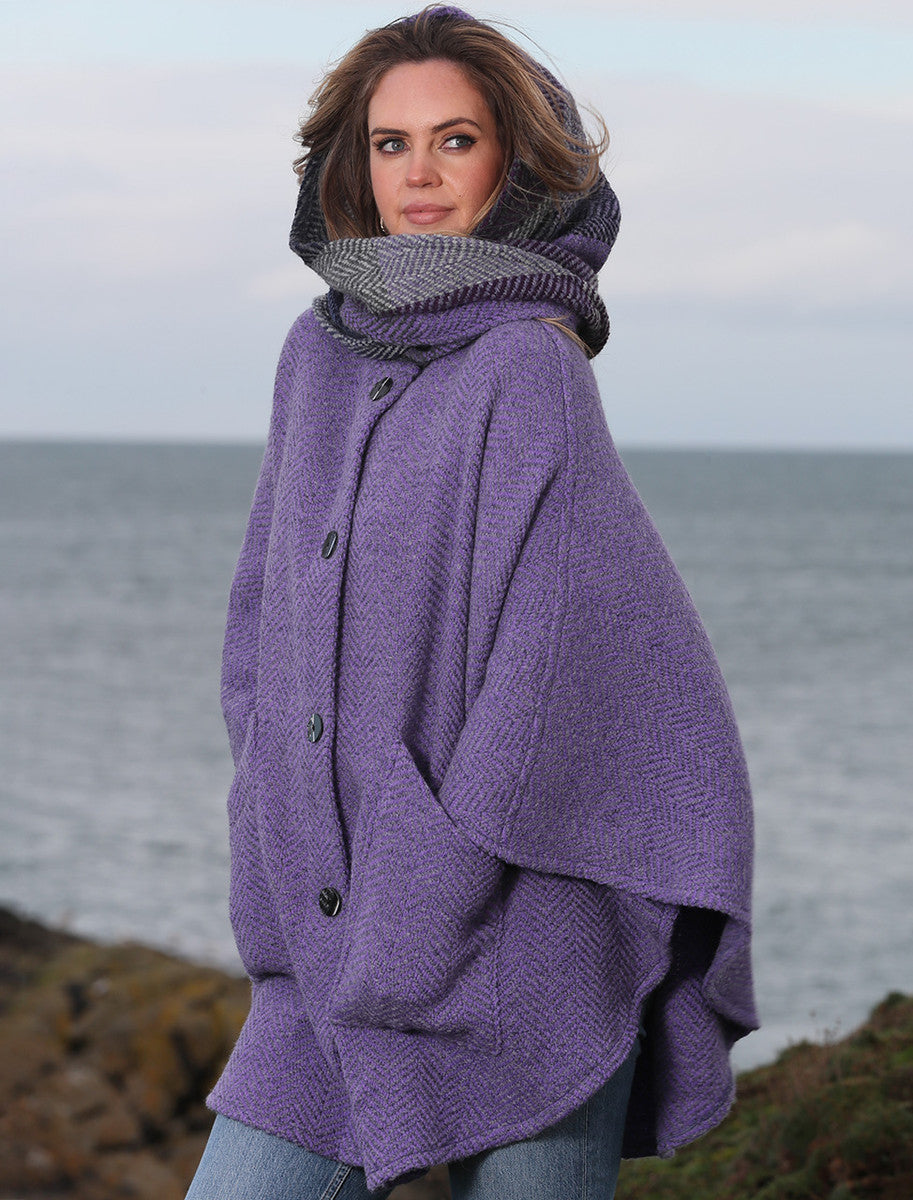 Tina Hooded Swing Cape - Killybegs Violet 