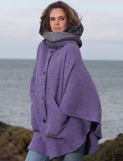 Tina Hooded Swing Cape - Killybegs Violet 