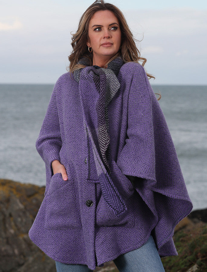 Tina Hooded Swing Cape - Killybegs Violet 