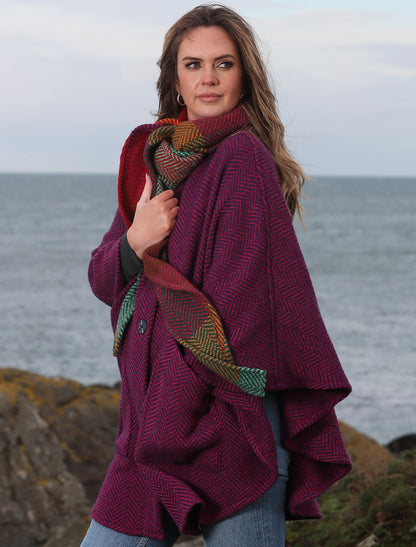 Tina Hooded Swing Cape - Killybegs Mauve 