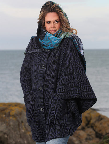 Tina Hooded Swing Cape - Killybegs Indigo 
