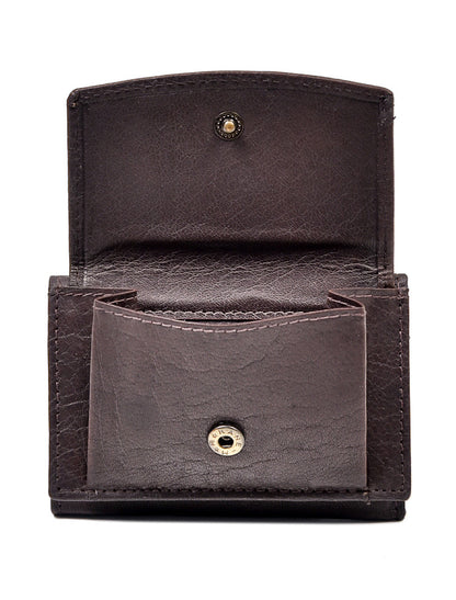 Irish Leather Trifold Purse With Coin Pouch - Brown 