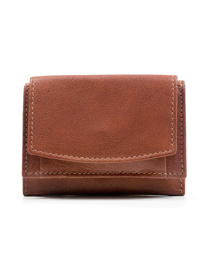 Irish Leather Trifold Purse With Coin Pouch - Tan 