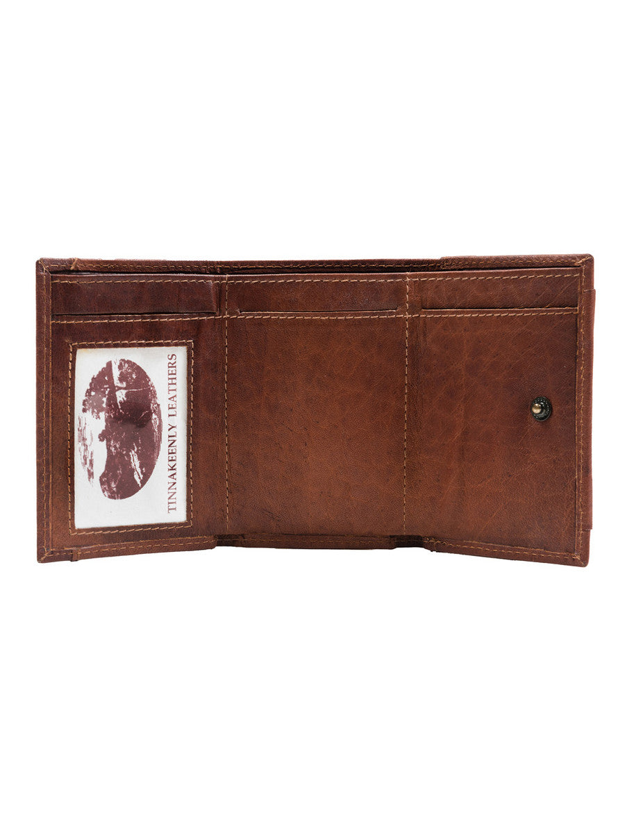 Irish Leather Trifold Purse With Coin Pouch - Tan 
