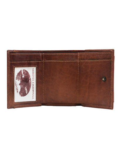 Irish Leather Trifold Purse With Coin Pouch - Tan 