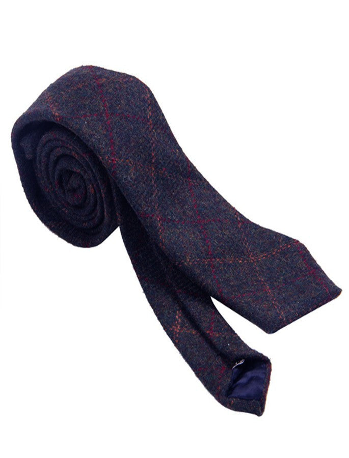 Tweed Neck Tie- Blue Box Check 