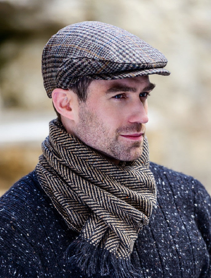 Trinity Tweed Flat Cap - Brown &amp; Rust Plaid 