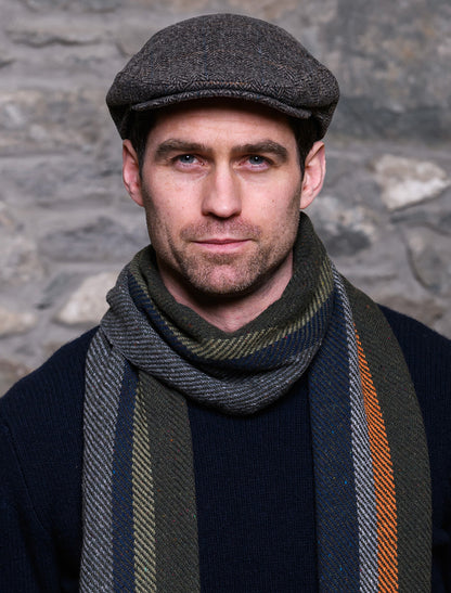 Trinity Tweed Flat Cap - Grey with Tan
