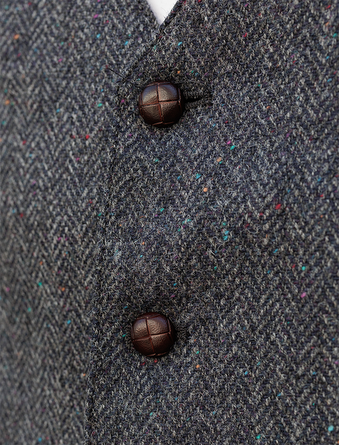 Donegal Tweed Waistcoat - Navy Fleck 