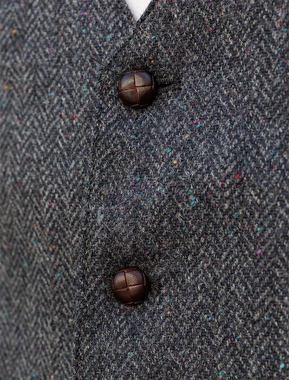 Donegal Tweed Waistcoat - Navy Fleck 