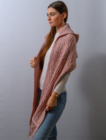 Hooded Scarf Shawl - Dusty Pink 