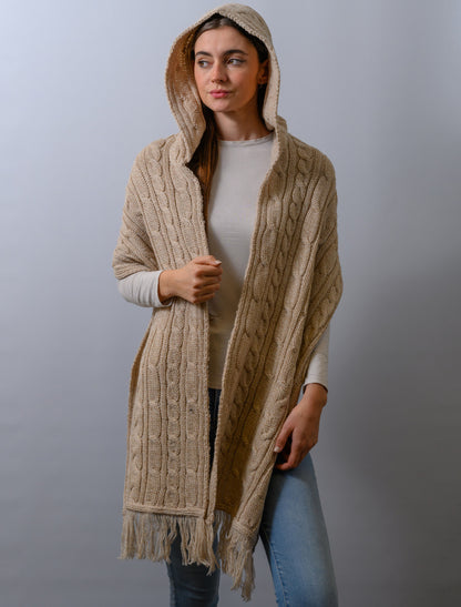 Hooded Scarf Shawl - Parsnip 