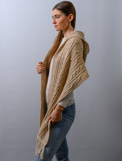 Hooded Scarf Shawl - Parsnip 