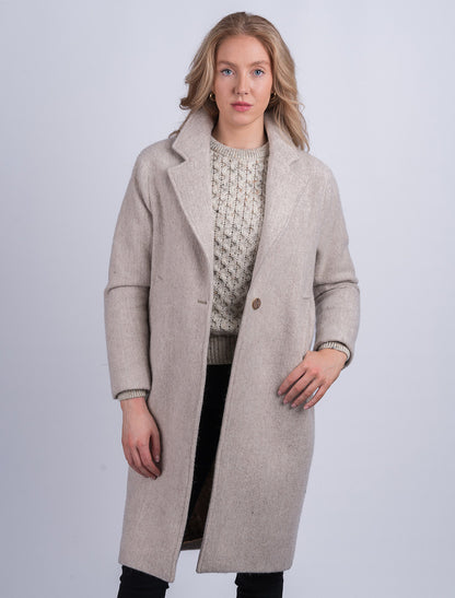 Ladies Irish Alpaca City Coat - Natural 