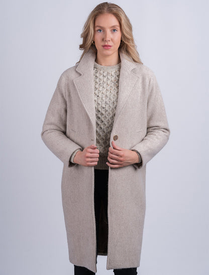 Ladies Irish Alpaca City Coat - Natural 