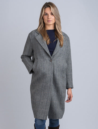 Ladies Irish Tweed City Coat - Light Grey 