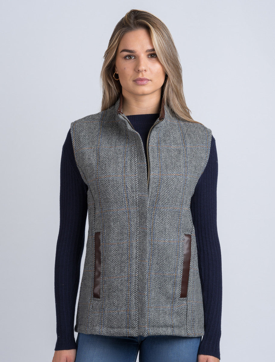 Ladies Tweed Body Warmer - Light Grey 