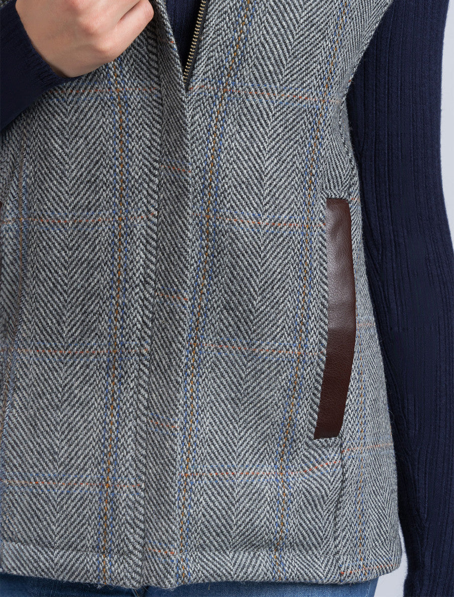 Ladies Tweed Body Warmer - Light Grey 