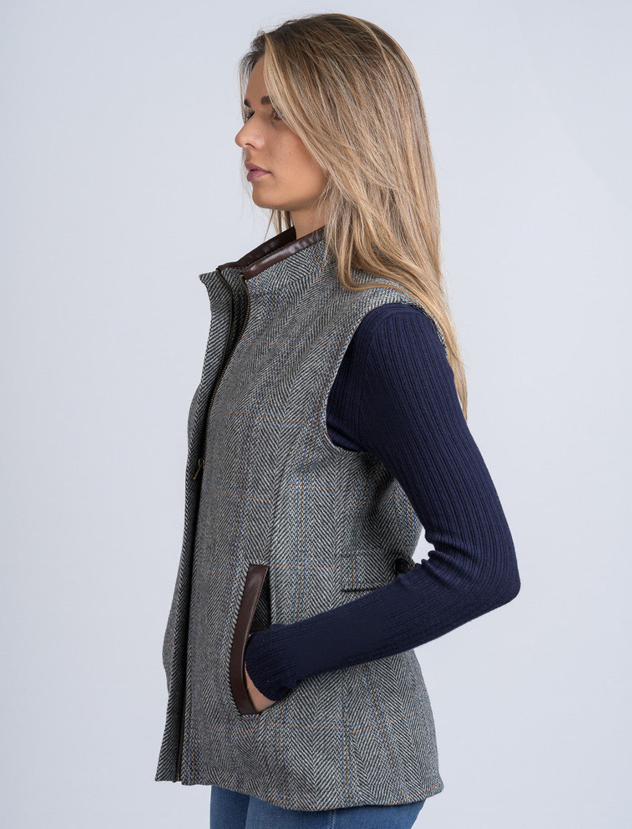 Ladies Tweed Body Warmer - Light Grey 
