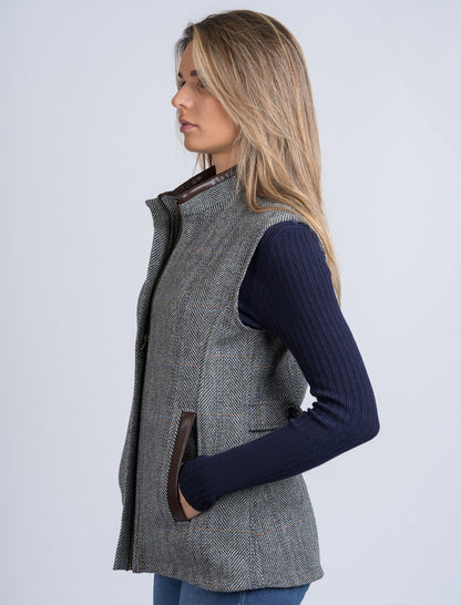 Ladies Tweed Body Warmer - Light Grey 