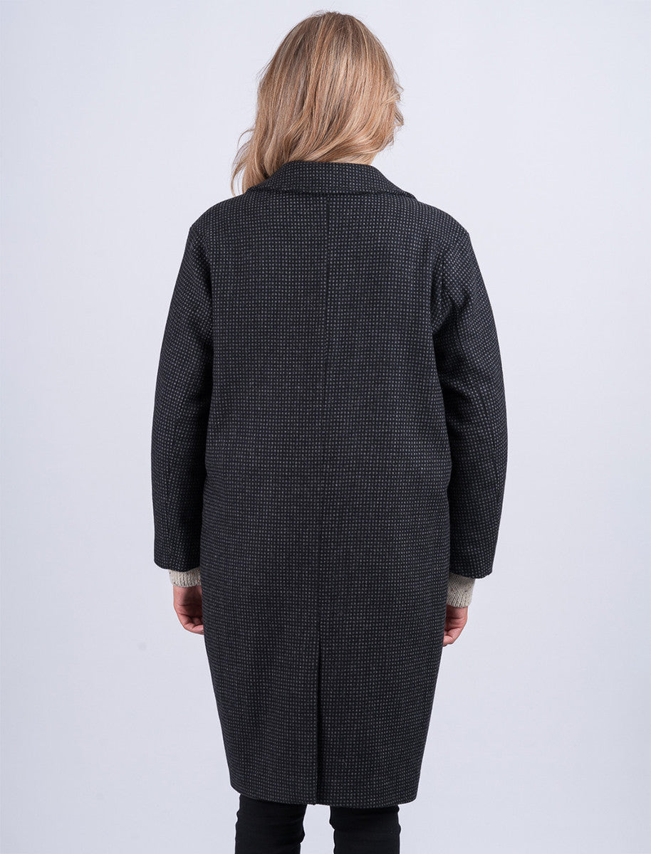 Ladies Irish Tweed City Coat - Black Check 
