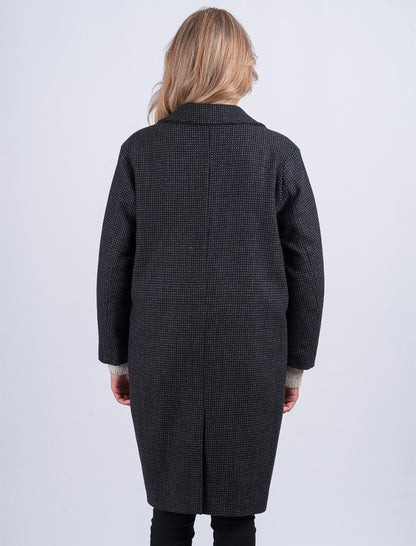 Ladies Irish Tweed City Coat - Black Check 