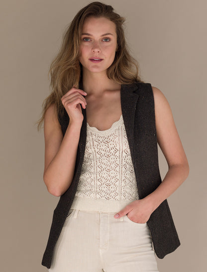 Ladies Irish Brown Tweed Gilet