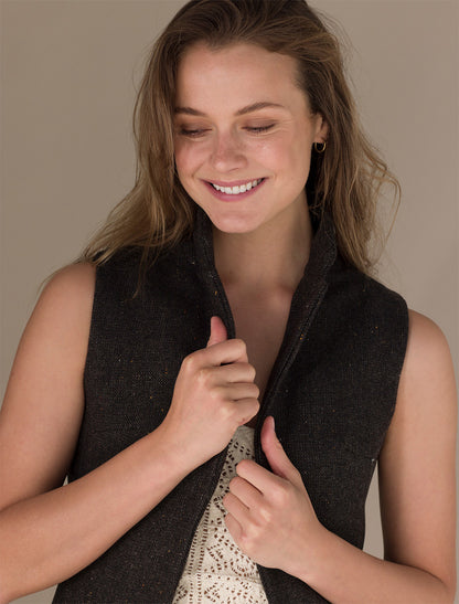 Ladies Irish Brown Tweed Gilet