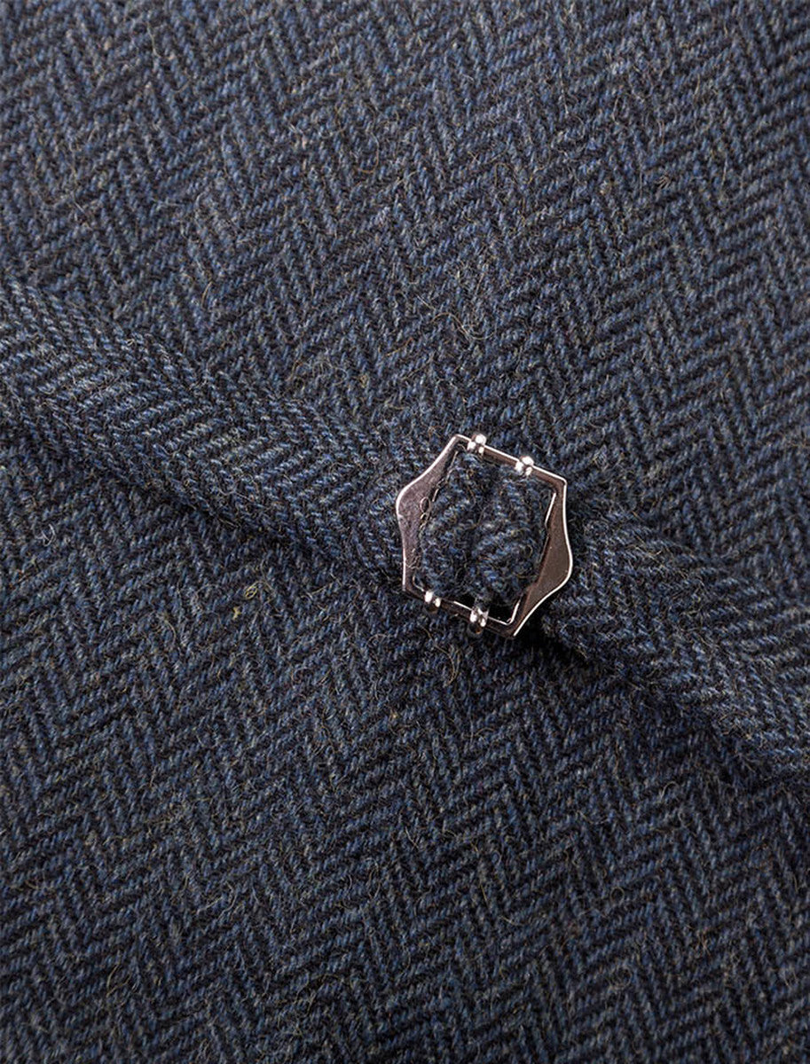Tweed Herringbone Waistcoat - Navy 