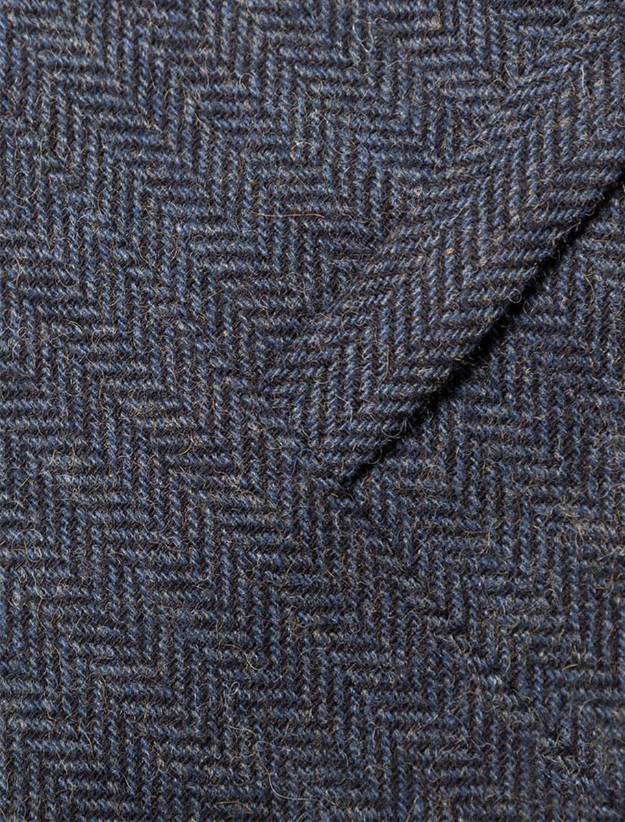Tweed Herringbone Waistcoat - Navy 