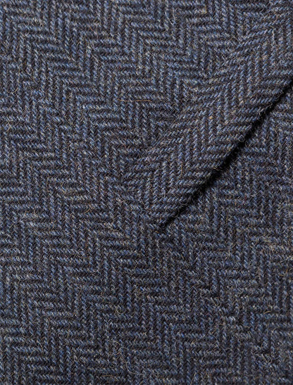 Tweed Herringbone Waistcoat - Navy 