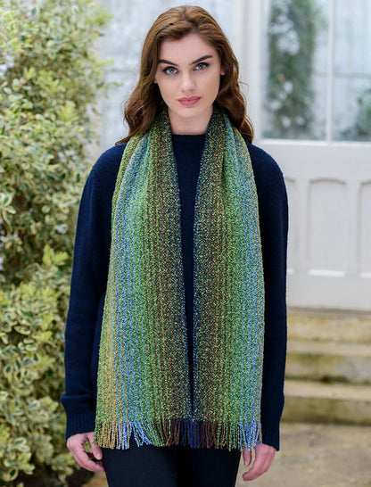 Wool Cashmere Skellig Scarf - Meadow Green Mix 