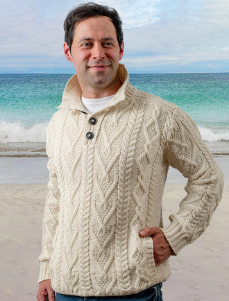 Buttoned Merino Wool Sweater - White