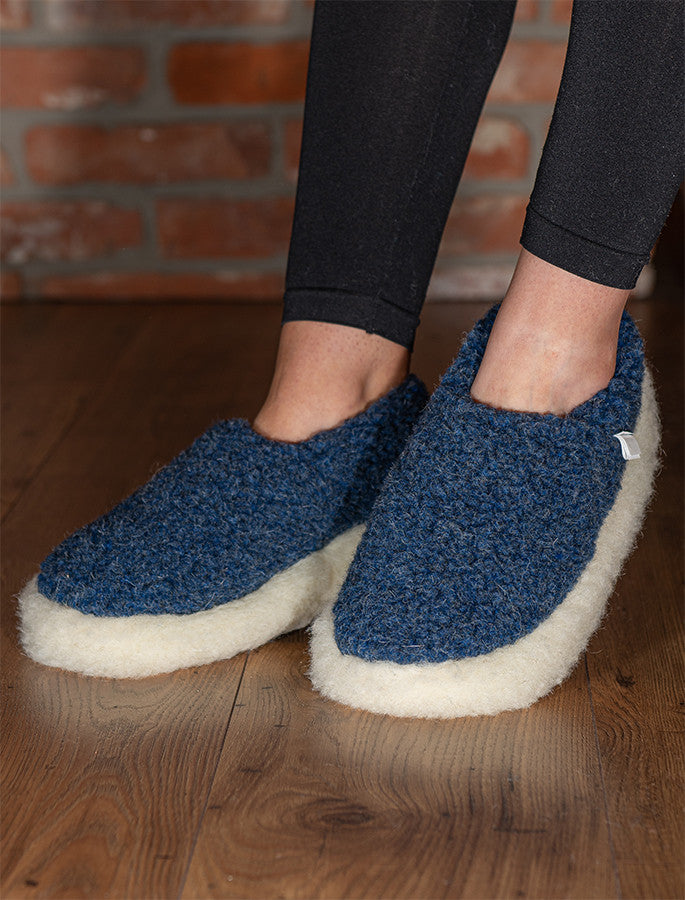 Merino Wool Slipper -  dark blue